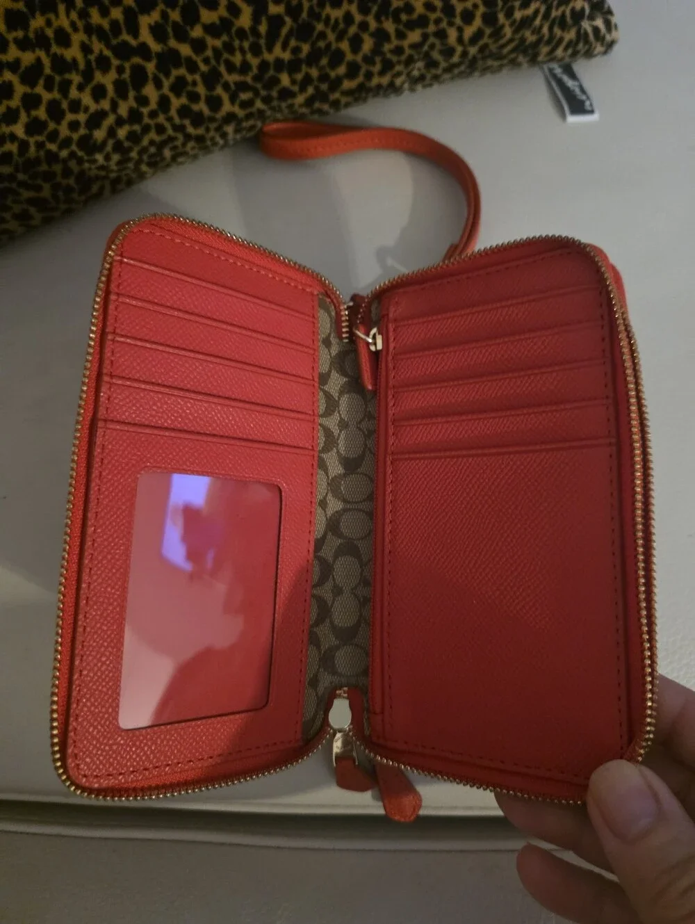 Coach Orange Zip Wristlet Wallet